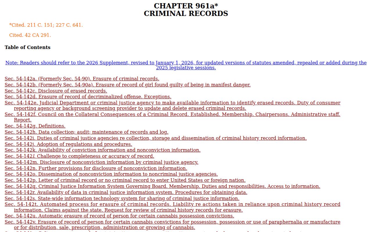 Litchfield County court records criminal erasure statute