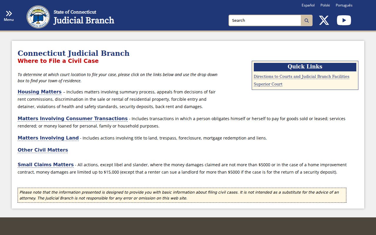 Litchfield County court records Judicial Branch courthouse directory