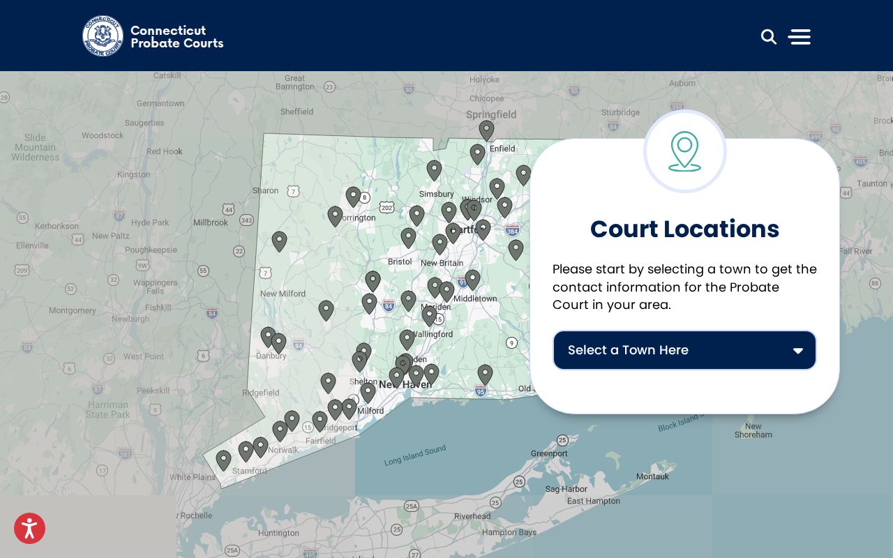Litchfield County probate records Connecticut Probate Court locator